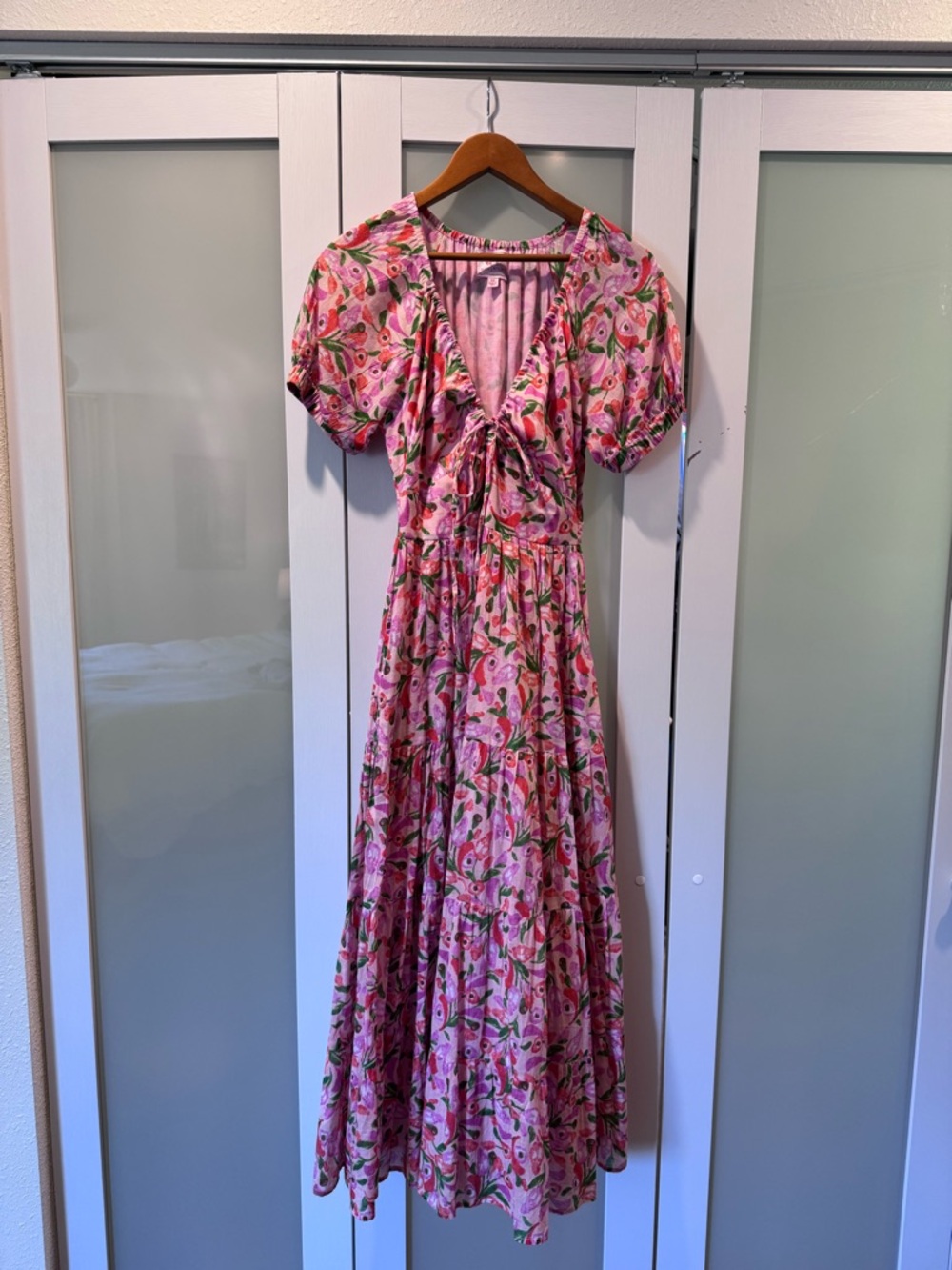 Banjanan Pink Floral Maxi with Puff Sleeves